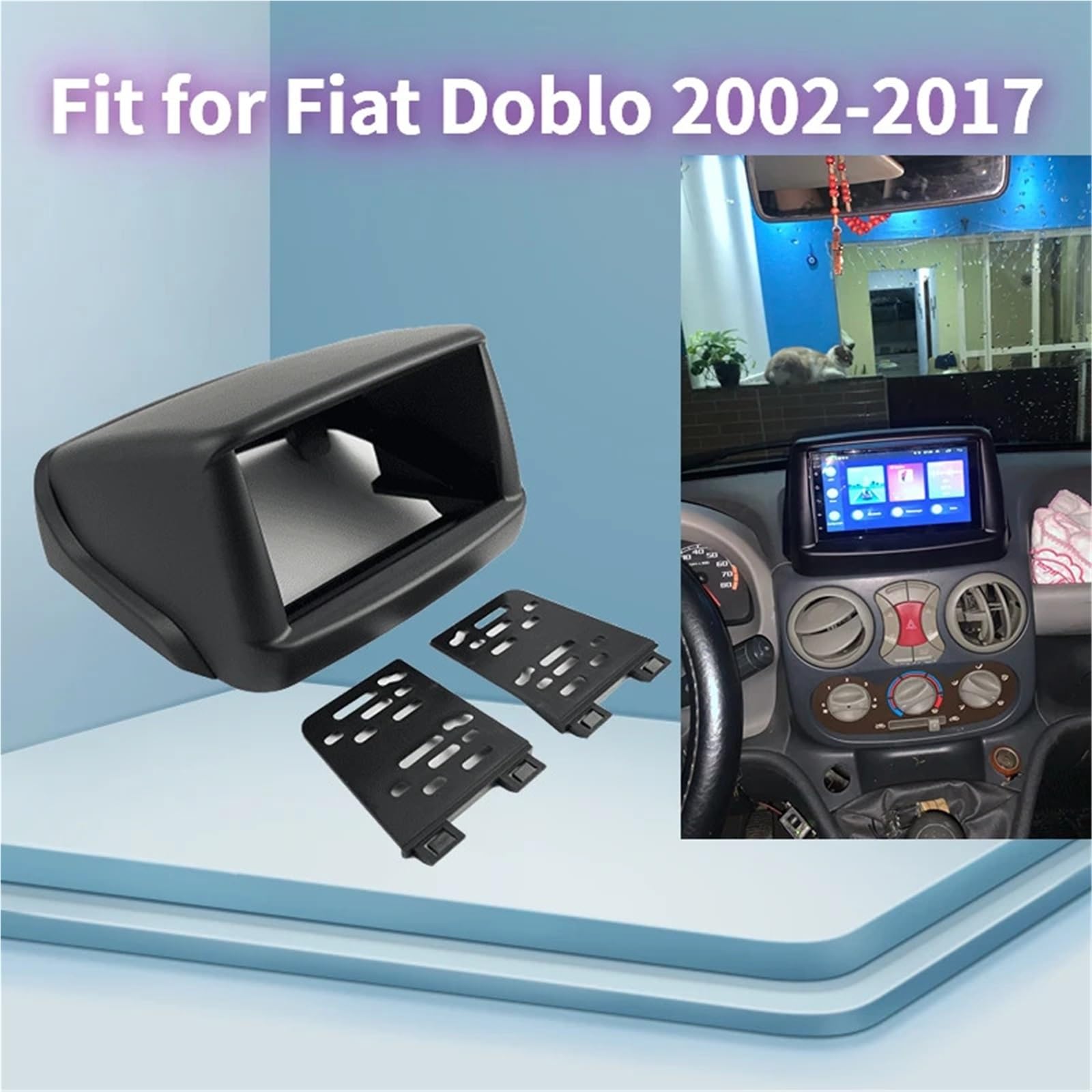 Autoradio Rahmen Nawigacja samochodowa Autoradio 2 Din 7-calowy panel radia z ramką do odtwarzacza DVD audio pasującą do Fiata Doblo 2002-2017 Ramka do radia samochodowego