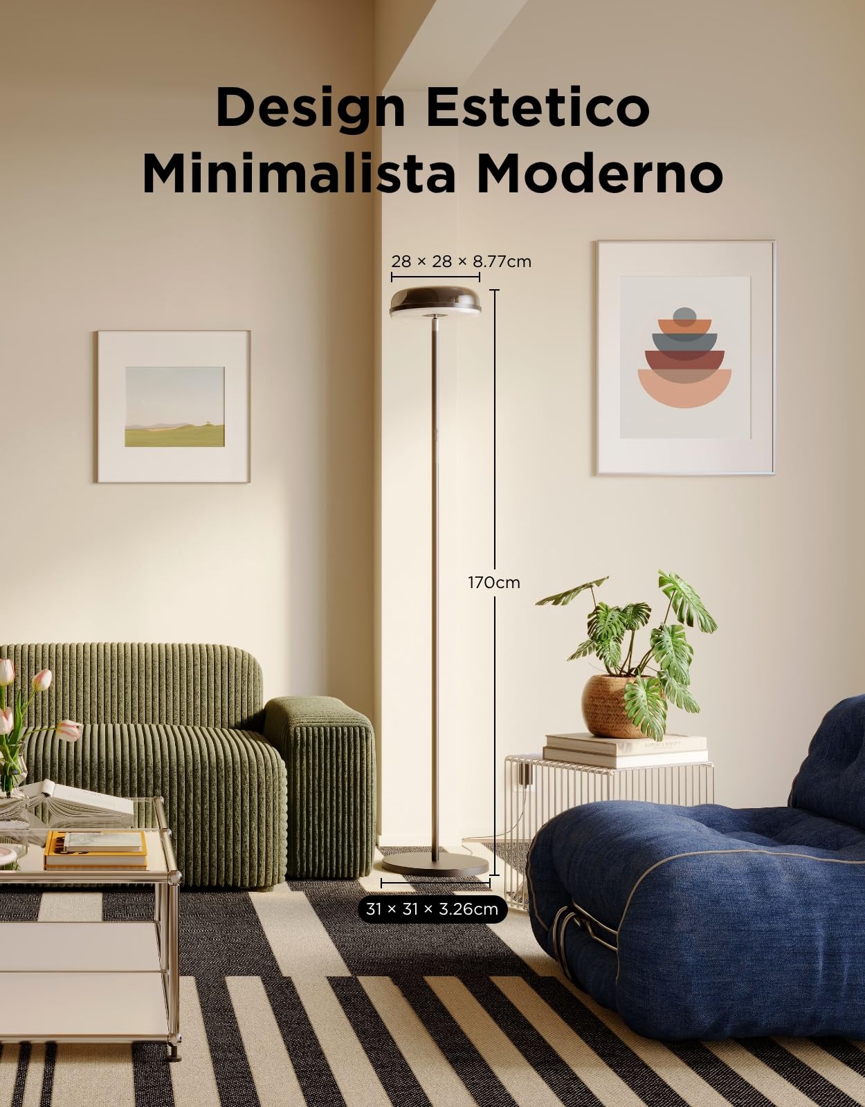 Govee Uplighter Lampada da Terra con Effetto Nebulosa, Separata Trizona Lampada Terra Dimmerabile, Luce Ondulata RGBIC Freddo-Caldo, 80+ Scene, 2700-6500K,1000lm,Compatibile Matter,170cm per Salotto