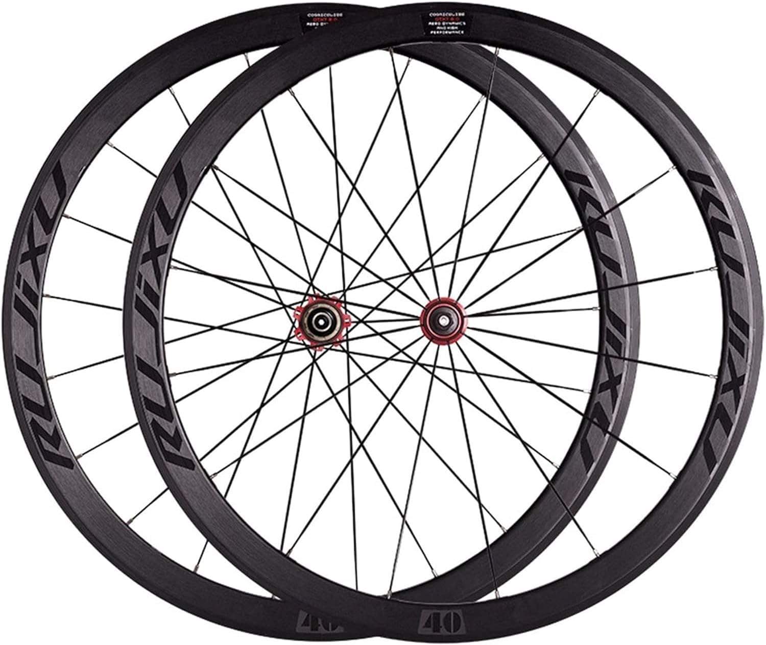 700C Bike Wheelset 40mm Rim Quick Release V/C Brake Carbon Hub For 7 8 9 10 11 Speed ​​Cassette 1925G For Road Bikes(Rosso)