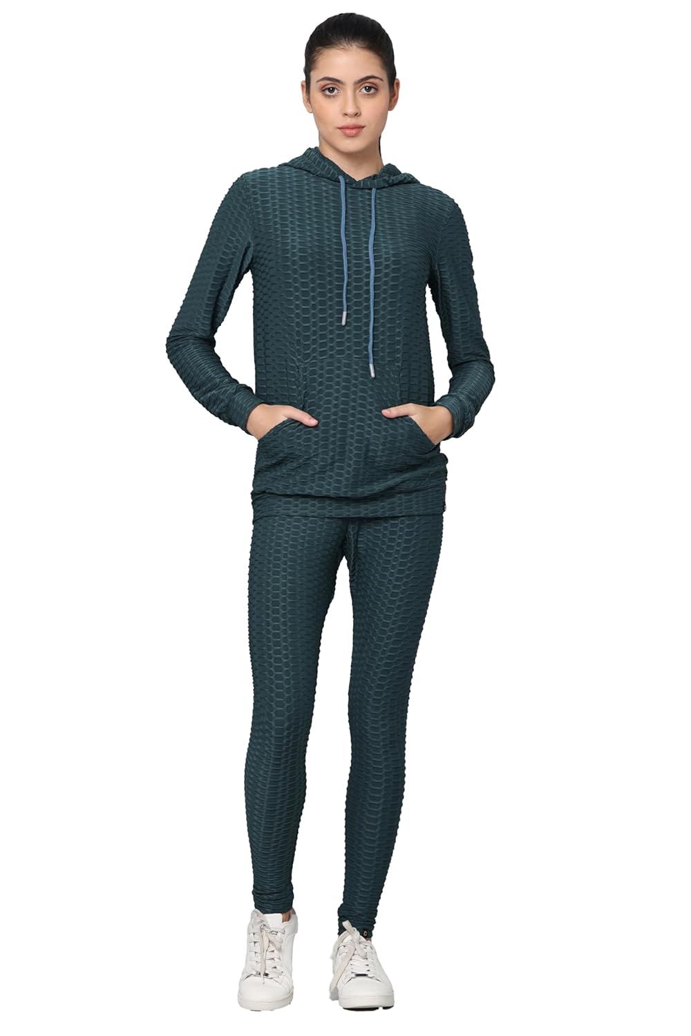 The Cocoo studio Women’s Imported tiktok spandex 4 way Regular Fit Cordset Hoodie Tracksuit | Stylish & Comfortable Hoodie Tracksuit for Gym, Sports, Casual Outings, Running, Travel, Gifting