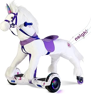 Powerpony Ride On Unicorn Hoverboard - Rideable Unicorn Ride On Toy for Girls and Boys - Power Pony Ride On Toy Pony - Crystal