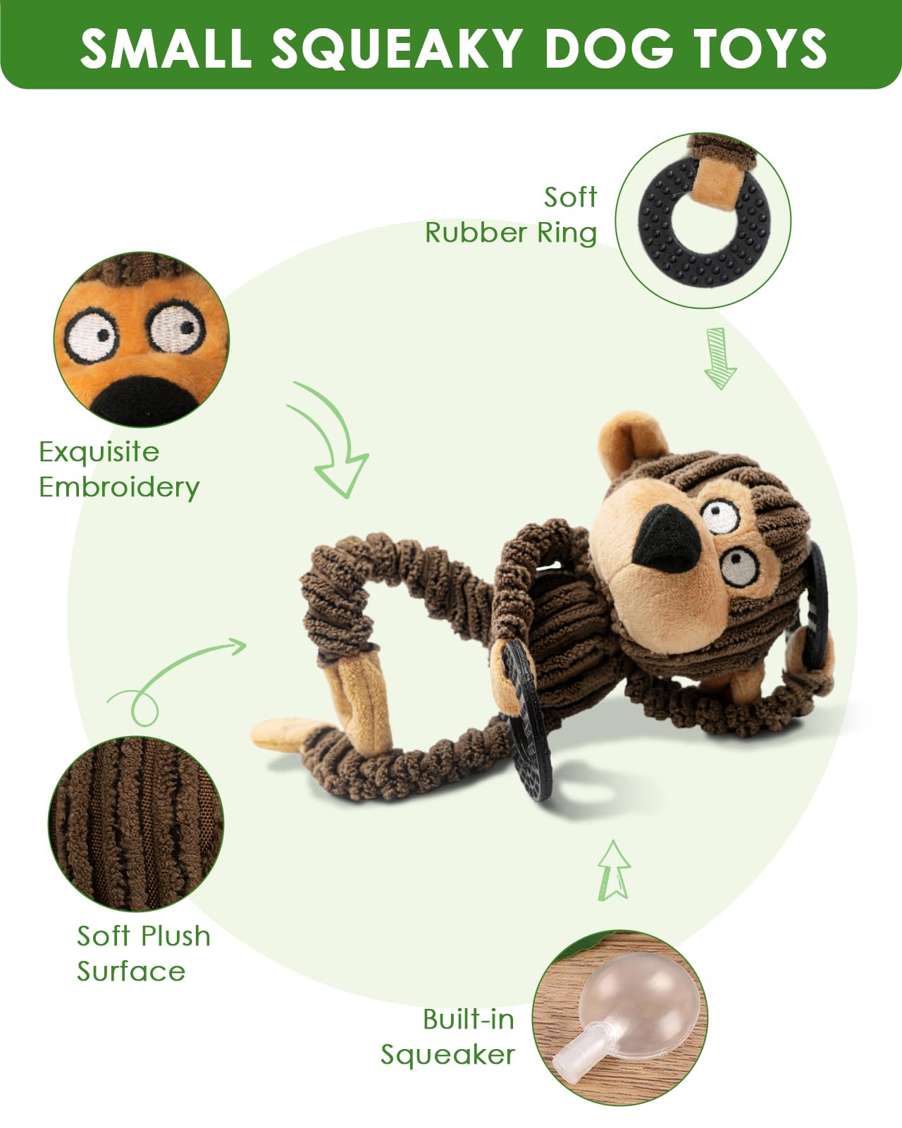 HGB Juguetes chirriantes para cachorros, juguetes masticables de peluche para dentición, juguetes para perros pequeños, juguetes para perros pequeños para razas pequeñas, lindos juguetes interactivos