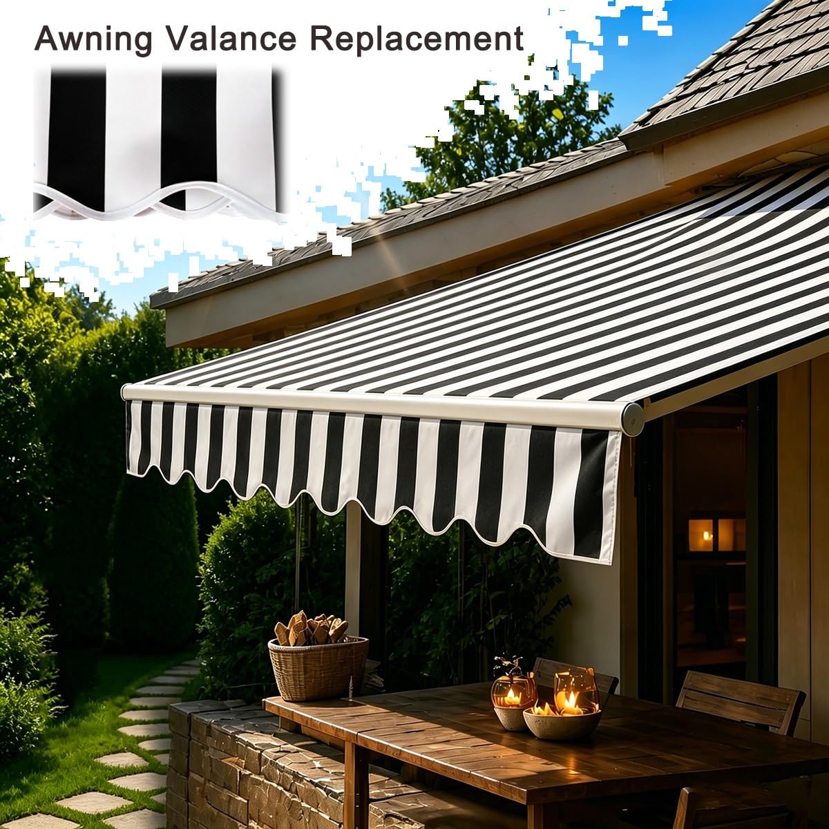 Zamienny pasek materiałowy do markizy, 1 opakowanie | 6.6 to 19.7 ft Water Resistant Outdoor Patio Sunshade Shelter Cloth Valance(Pink White,L23ft)