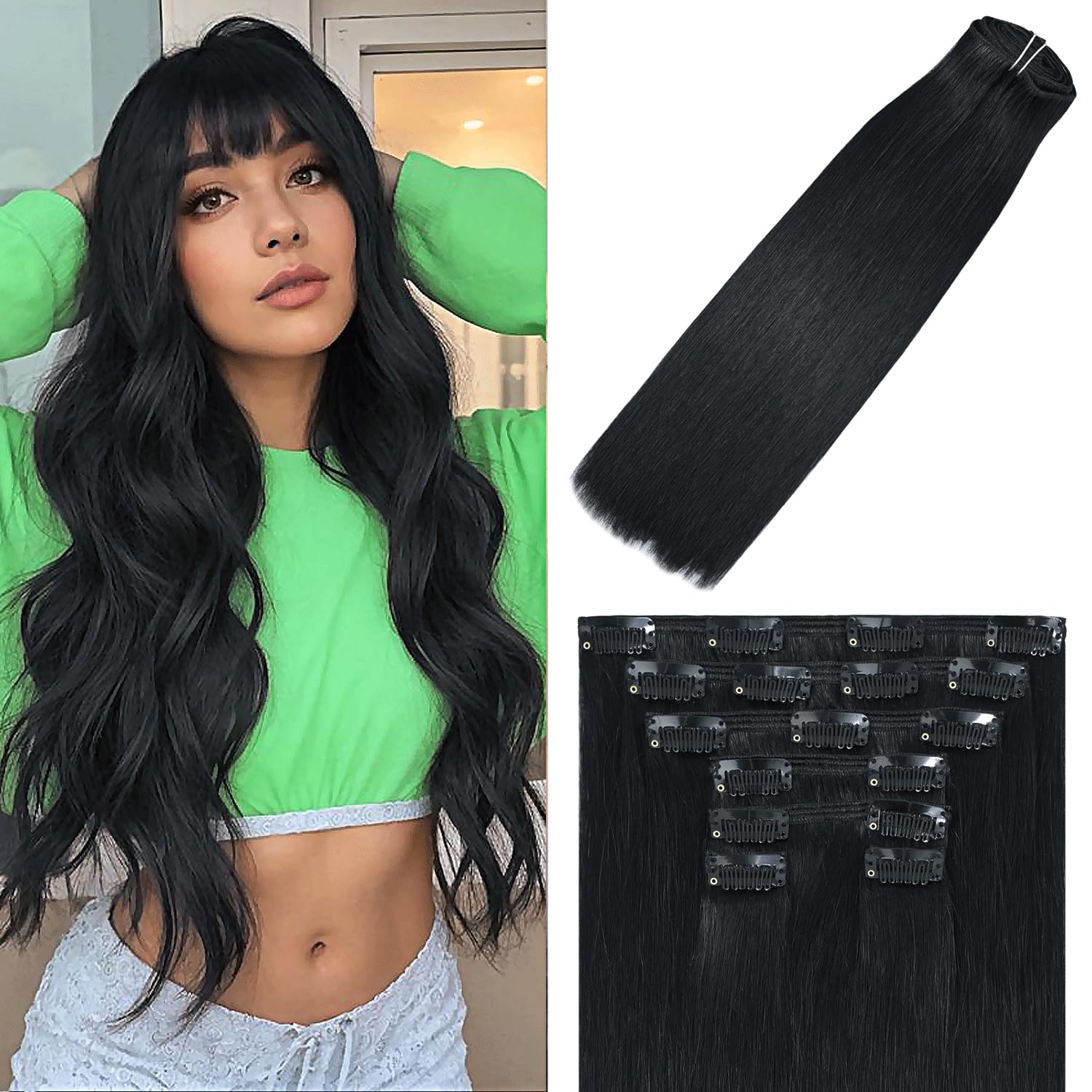WindTouch Clip in Hair Extensions Human Hair, 15 Inch 75g #4 Medium Brown Hair Extensions for Women Real Human Hair Clip in, Remy Human Hair Extensions Clip ins, Soft Natural Straight — view 50