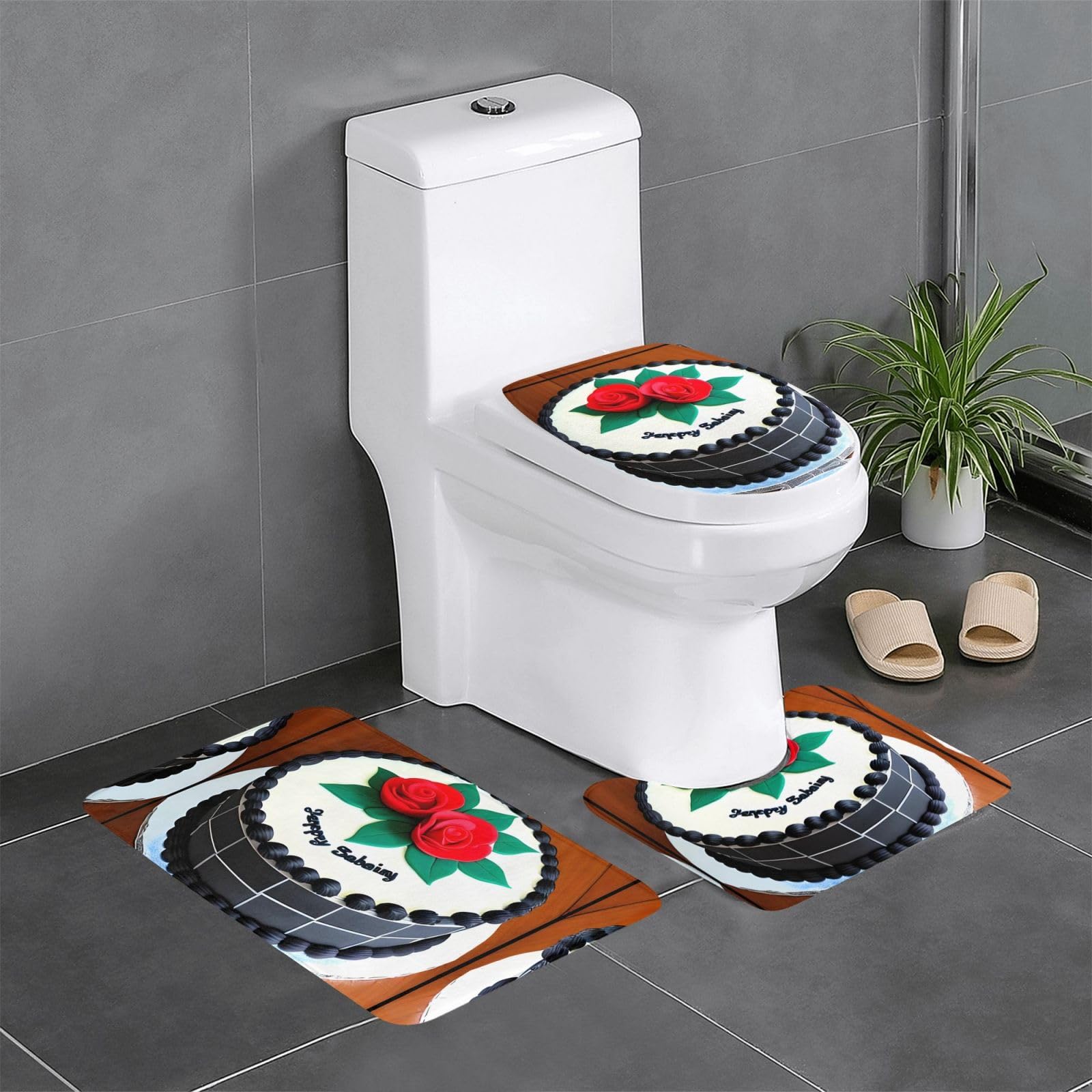 Tapis de salle de bain antidérapant Delicious Cakes wc coiffeuse ensemble 3 pièces