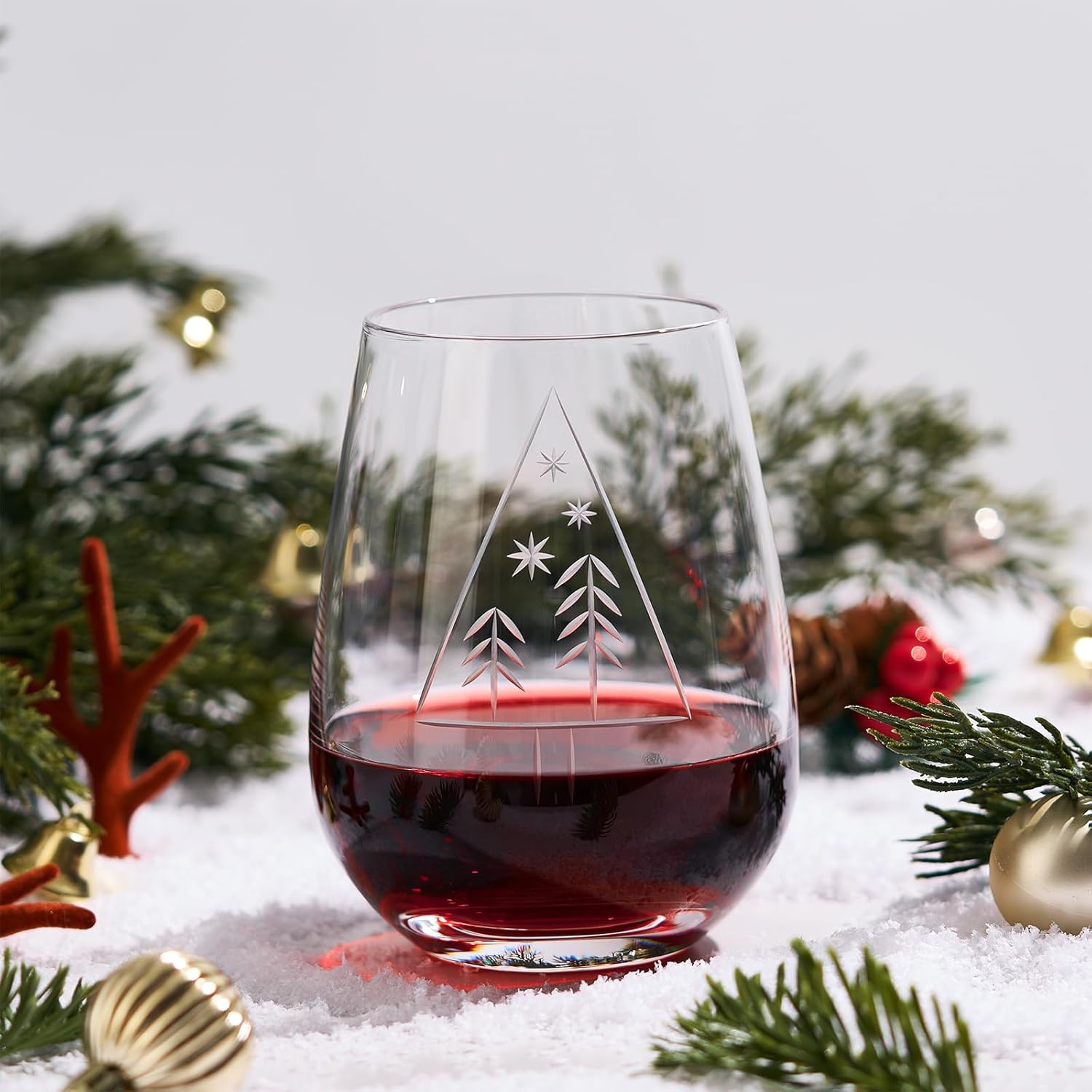 Stemless Wine Glasses -16 Oz Hand-Carved Christmas Tree Crystal Wine Glass - Lead-Free Stemless Red Wine Tumbler Wine Glasses - Gifts for Boyfriend, Husband,Friends, Lover and Family - Image 3