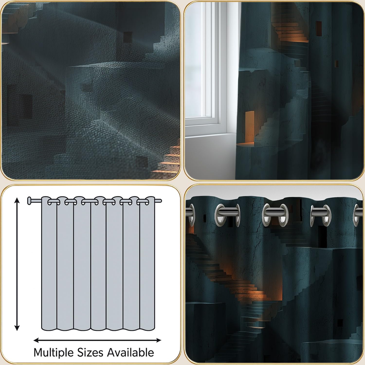 Generisch Thermovorhang Grau Vorhang Mit Metall-Ösen 2-teiliges Set 175 x 140 cm (H x B) Dekorative Vorhang Mit Persönlichkeit Ruhig Lampe Muster Für Hochwertiges Wohnzimmerambiente
