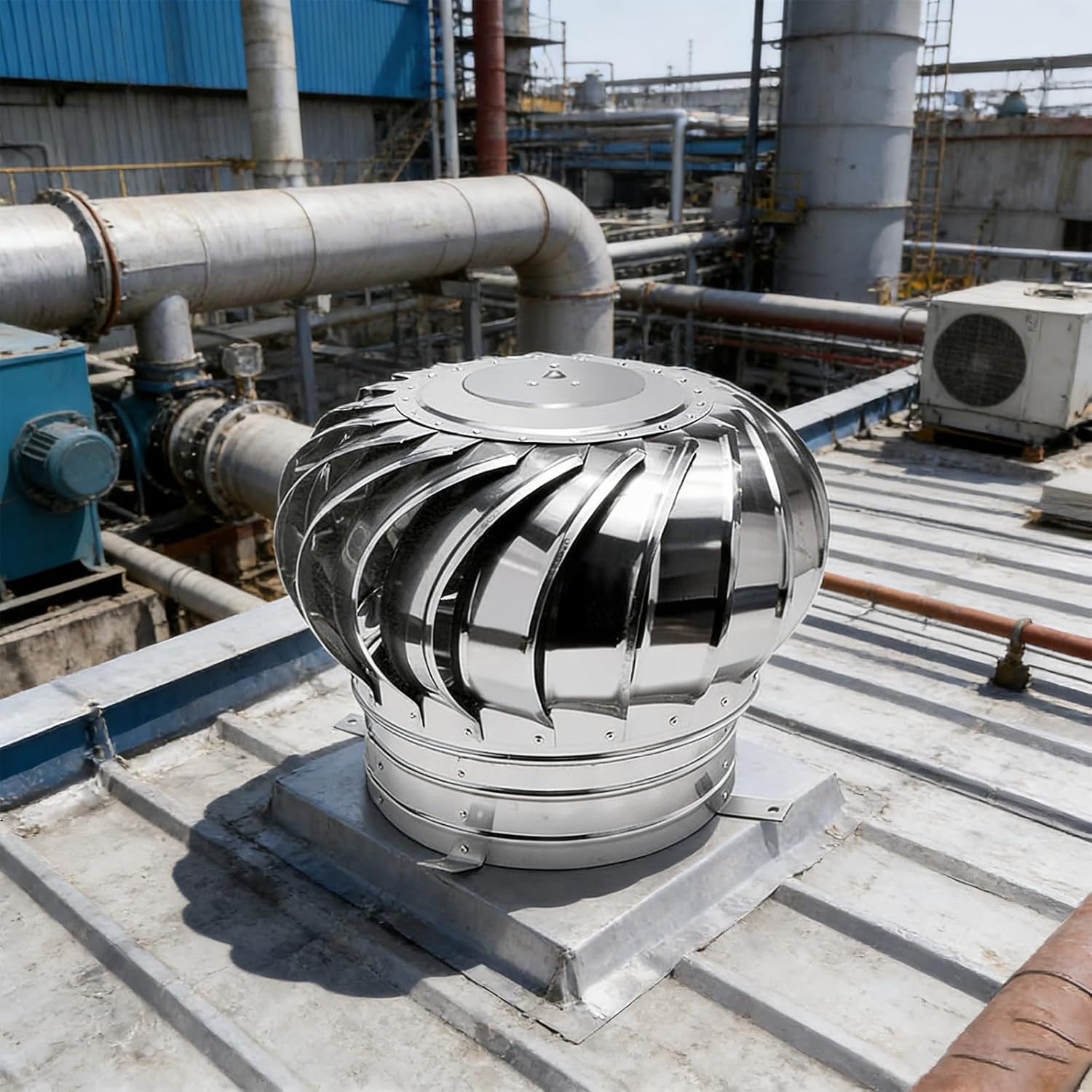 6in Stainless Steel Exhaust Cap, 150mm Roof Flue Vent, Adjustable Base, Weather-Resistant, Heavy-Duty for House, Factory, Attic, Farm - Durable Ventilation Solution