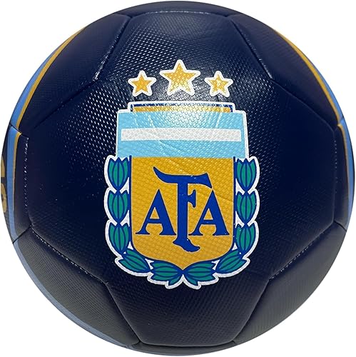 Miniatura 2 de Icon Sports Balón de fútbol de la selección nacional de Argentina oficialmente tamaño 5 - Messi 10 azul marino con amarillo