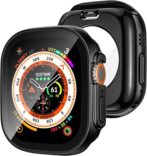 Tensea Funda protectora de pantalla impermeable para Apple Watch Ultra 3Ultra 2Ultra 1.929 in, 360 frontal y trasera, iWatch PC con vidrio templado