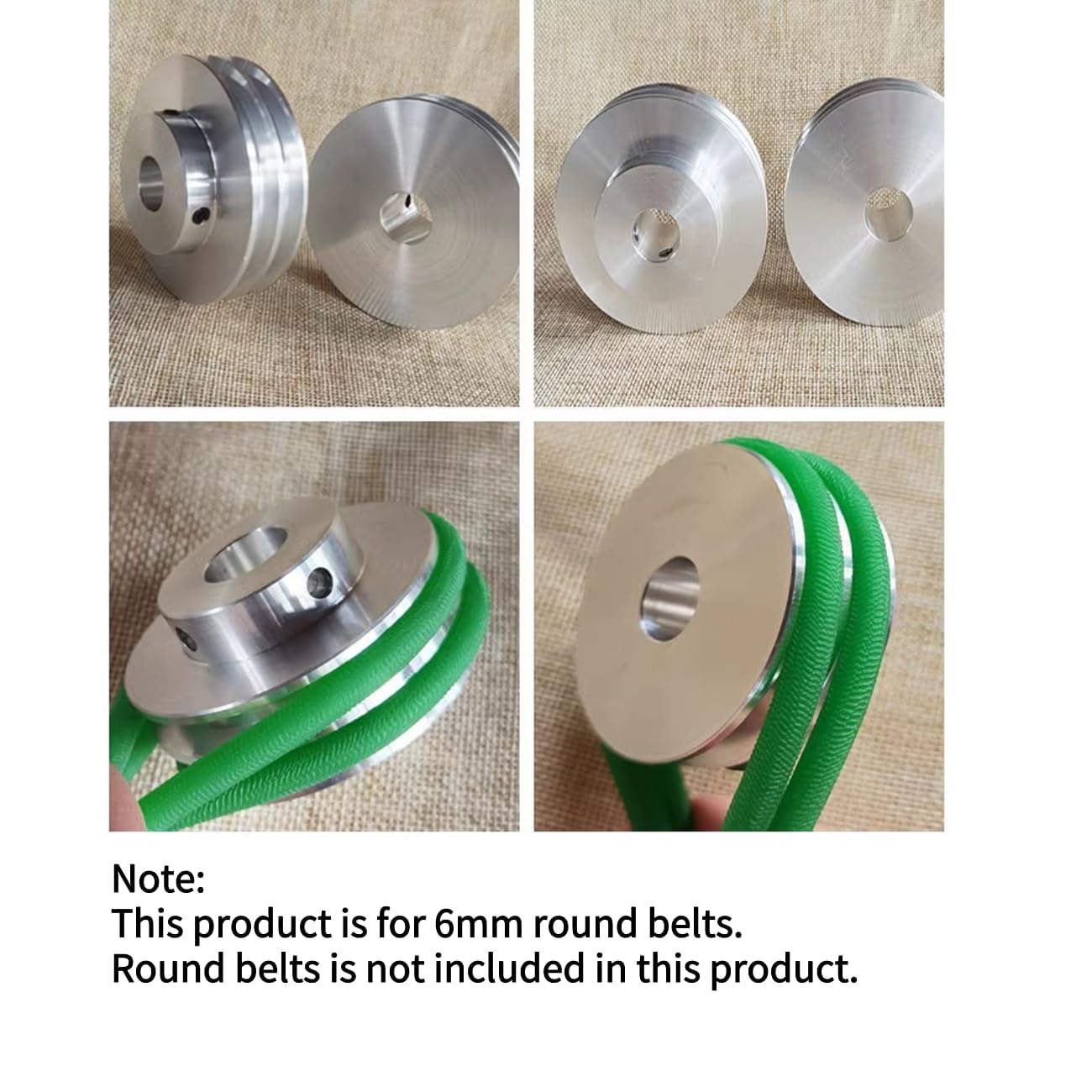 CHANCS Doppelkeilriemenscheibe aus Aluminiumlegierung 60mm OD 20mm fester Durchmesser Riemenscheibe für Motorwelle 6mm(1/4") PU-Rundriemen
