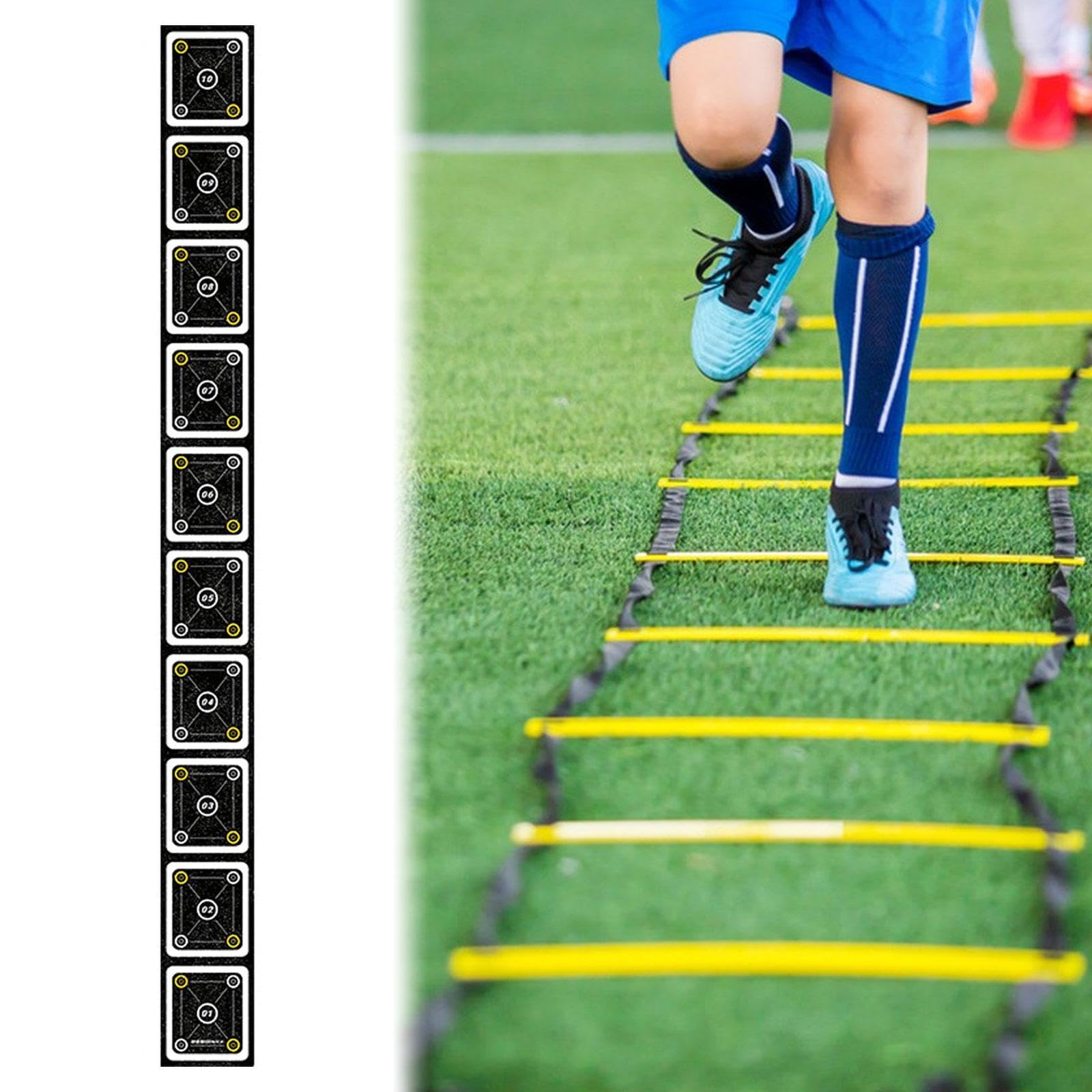 Agility Leiter Matte Trainingsmatte Koordinationsmatte Fitnessmatte mit Robustem Gummimaterial Fördert Schnelle Fußarbeit Und Beweglichkeit für Mannsc