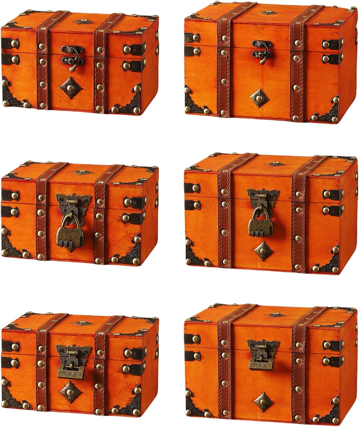 Mjaie Cultural Wooden Memory Box with Secure Code and Leather for Home Use Decorative Storage Chest with Alloy Small Jewelry Chest Antique Vintage