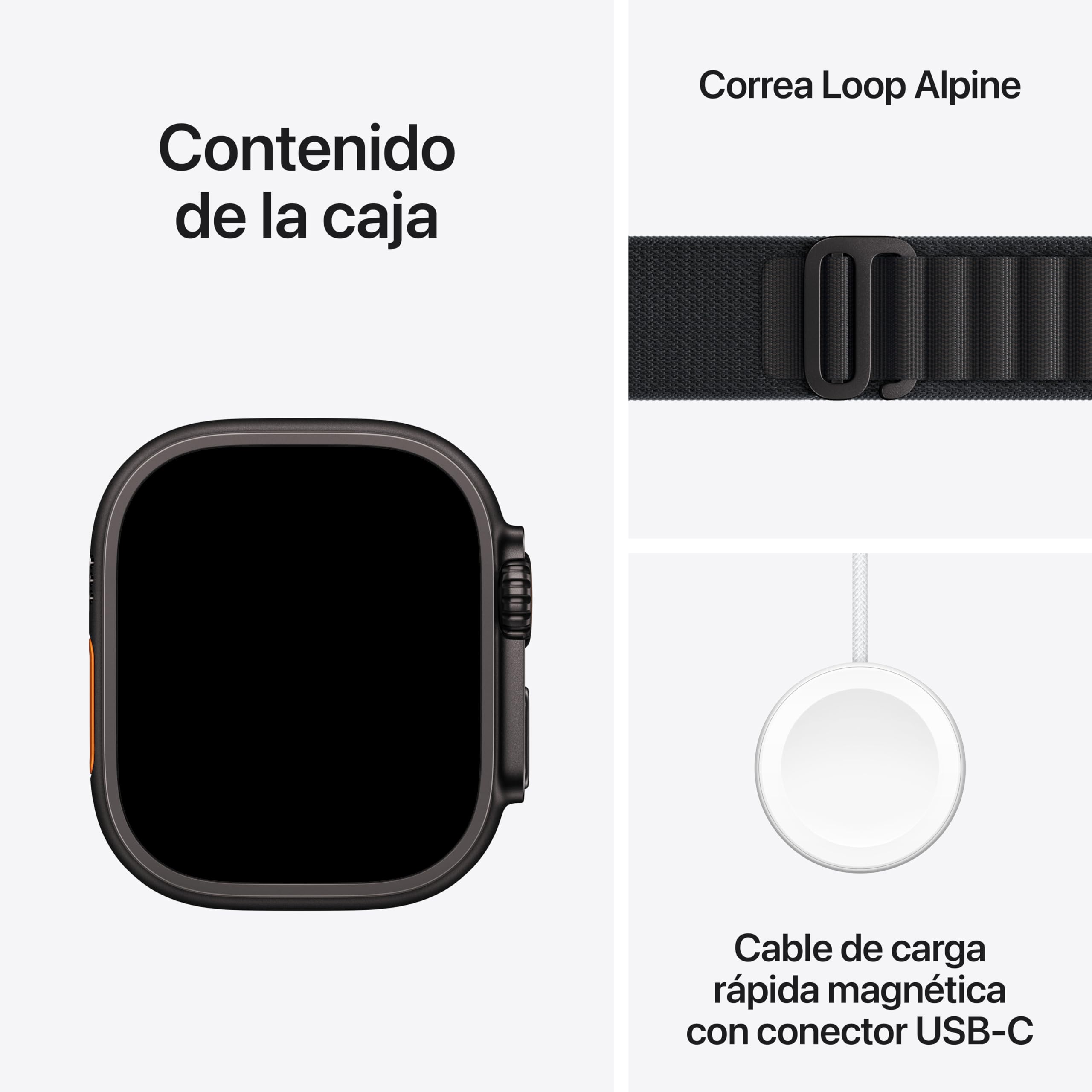 Apple Watch Ultra 3 GPS + Cellular, reloj prémium para running y multideporte con caja de titanio resistente de 49 mm y Correa Loop Alpine negra - Talla M. Monitores avanzados de salud y entreno