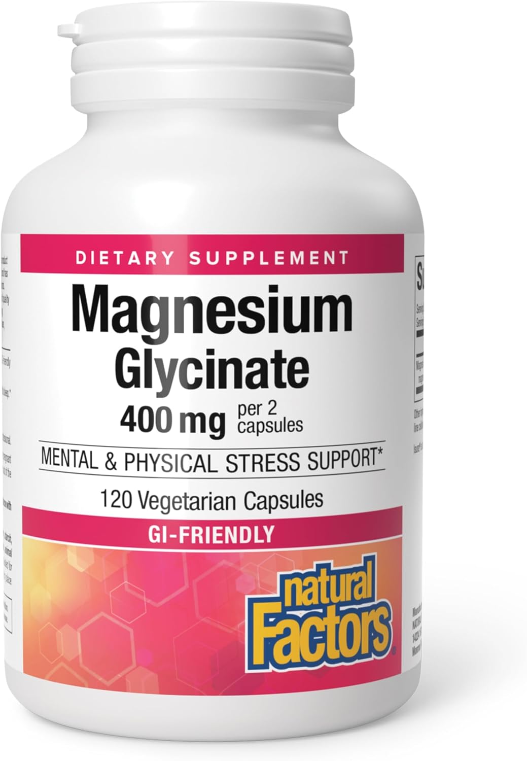 Natural Factors Magnesium Glycinate 400 mg for Stress Support*,120 Servings