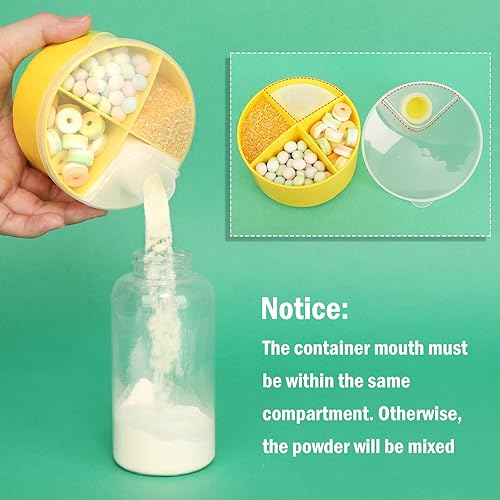 Miniatura 6 de Accmor Dispensador de fórmula sobre la marcha, contenedor giratorio de fórmula de cuatro compartimentos antiderrames para llevar, contenedor de
