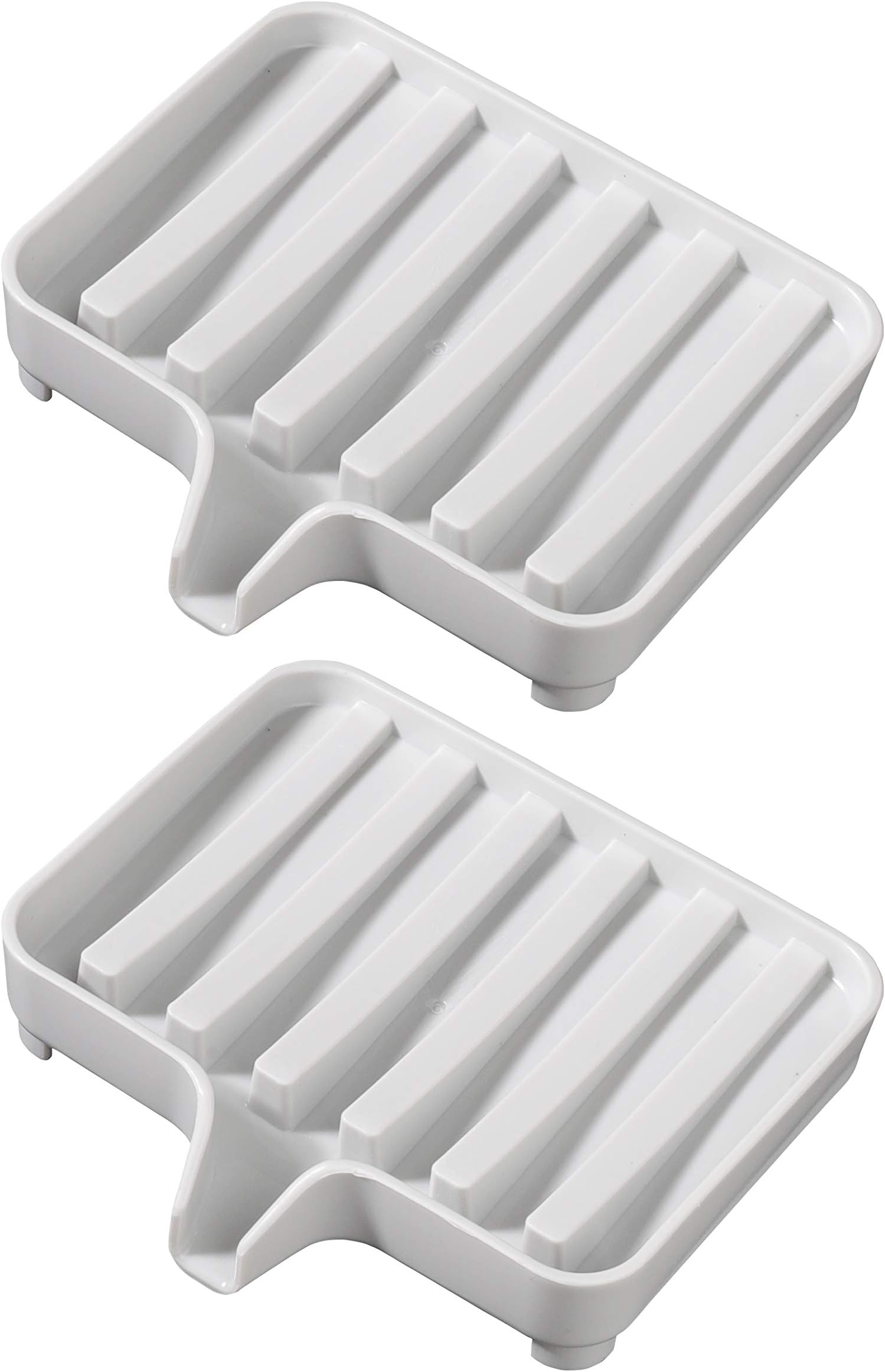Inovat2 Pack Soap Dish Case Holder with Drain, Soap Saver Shower Dish Tray for Bathroom for Easy Cleaning, Dry, Extends Soap Life (Grey)