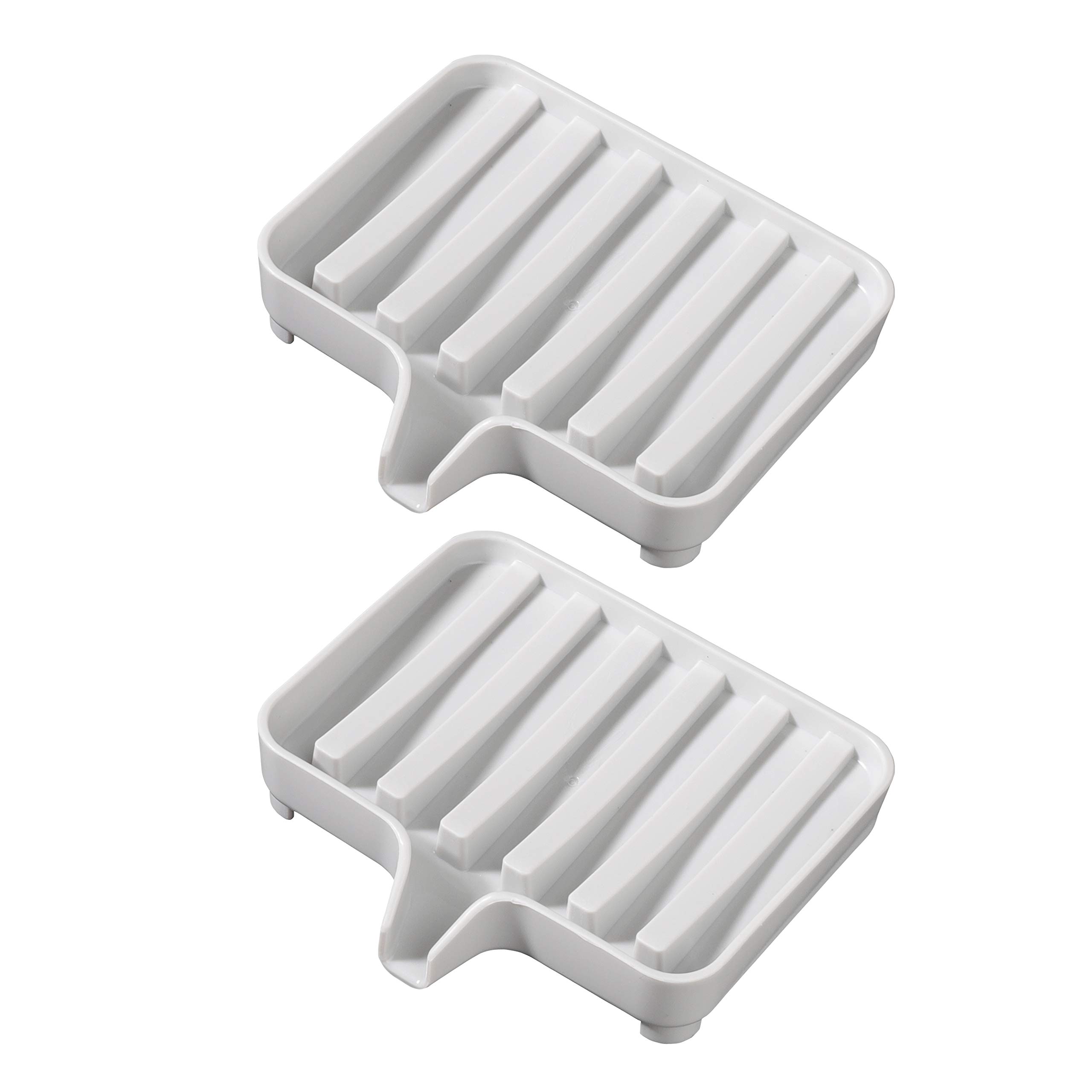 Inovat2 Pack Soap Dish Case Holder with Drain, Soap Saver Shower Dish Tray for Bathroom for Easy Cleaning, Dry, Extends Soap Life (Grey)