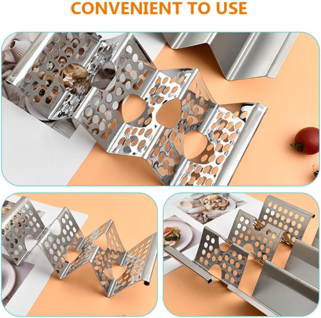 SOLUSTRE Stainless Steel Taco Holder Rack for Easy Filling W Shaped 4pcs