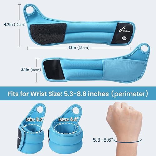 Miniatura 5 de Sportneer Pesas de muñeca con agujero para el pulgar para hombres y mujeres, pesas para mano de brazo para correr, caminar, trotar, fisioterapia,
