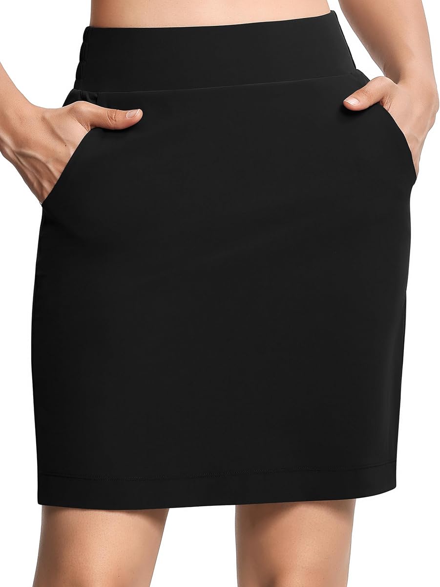 Women's Golf Knee Length Skorts Tennis Skirts with Pockets