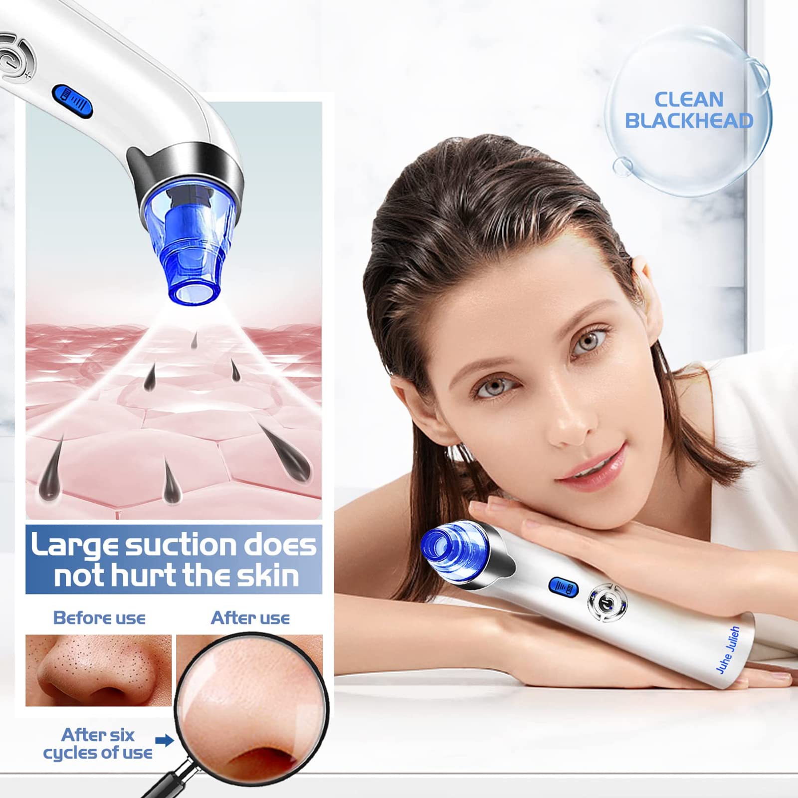 WolFum Trattore di pulizia del viso – detergente per spore facciale, strumento di estrazione della comedone-Whitehead, pulitore elettrico per pore, aspiratore per rimuovere punti neri,