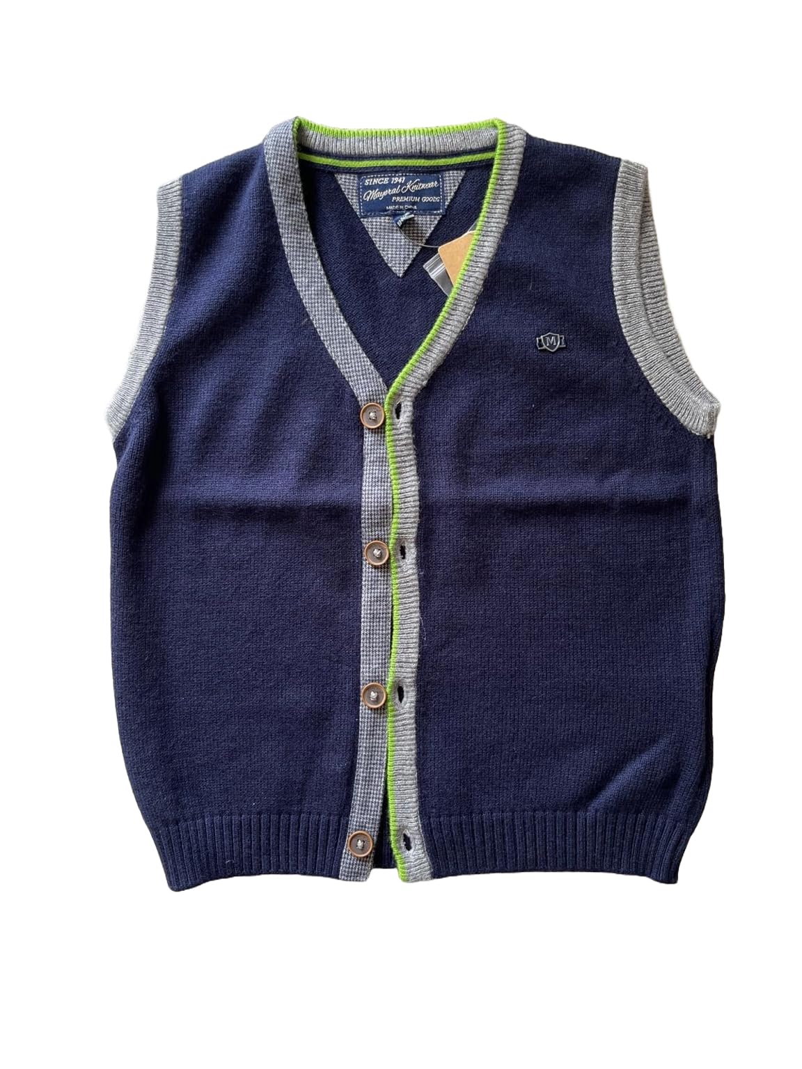 Mayoral Chaleco Niño 3-9 Años - Cárdigan Sin Mangas Azul de Algodón con Botones Detalles Contraste o Lunares Elegante y Ligero para Ceremonia