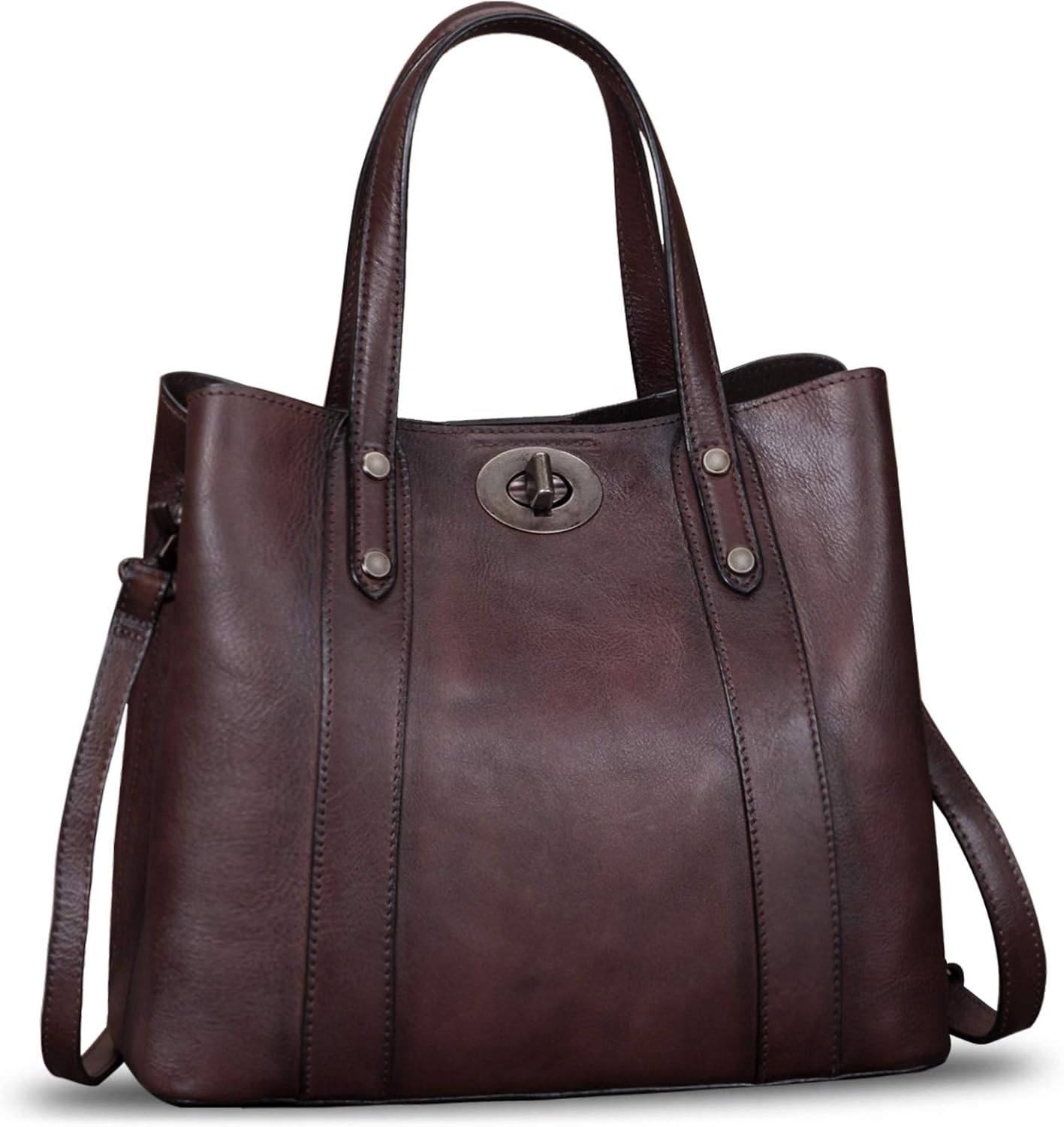 Genuine Leather Handbags for Women Satchel Purses Vintage Handmade Shoulder Bag Cowhide Top Handle Handbag Totes | Genuine Leather, Vintage, Handmade, Cowhide, Top Handle, Handbag