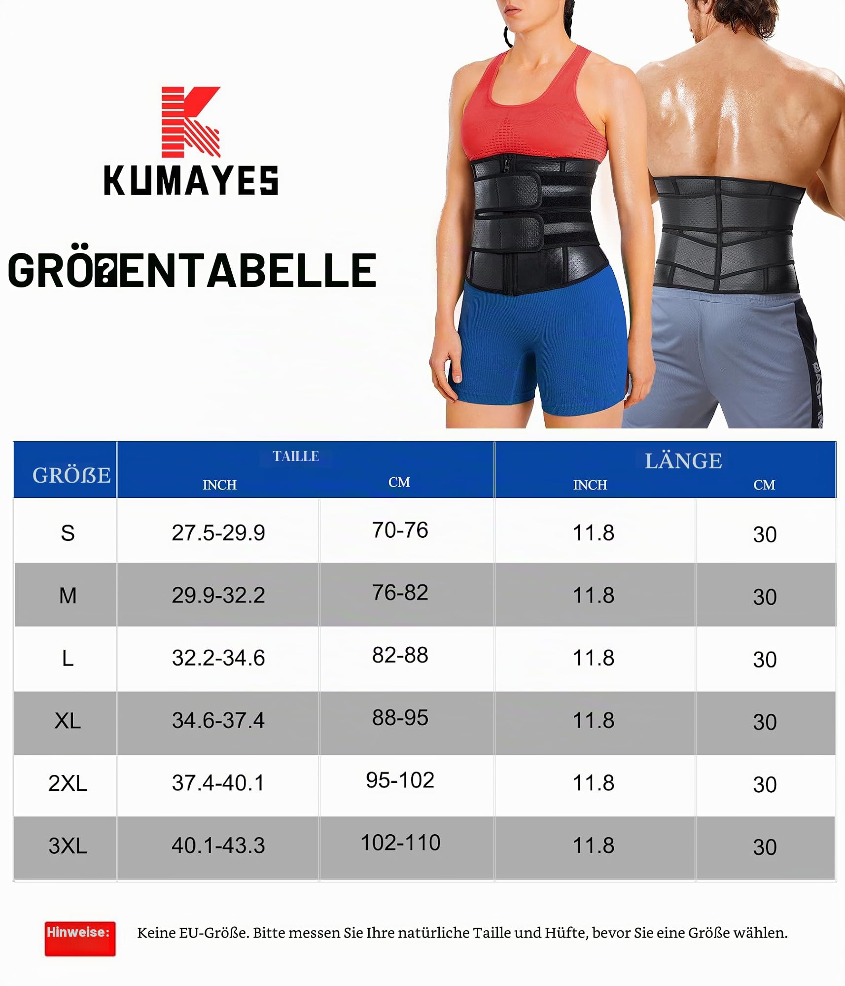 KUMAYES Bauchweggürtel Fitnessgürtel Herren bauchtrainer Neopren Sauna Taille Trimmer Schwitzgürtel Taillenmieder