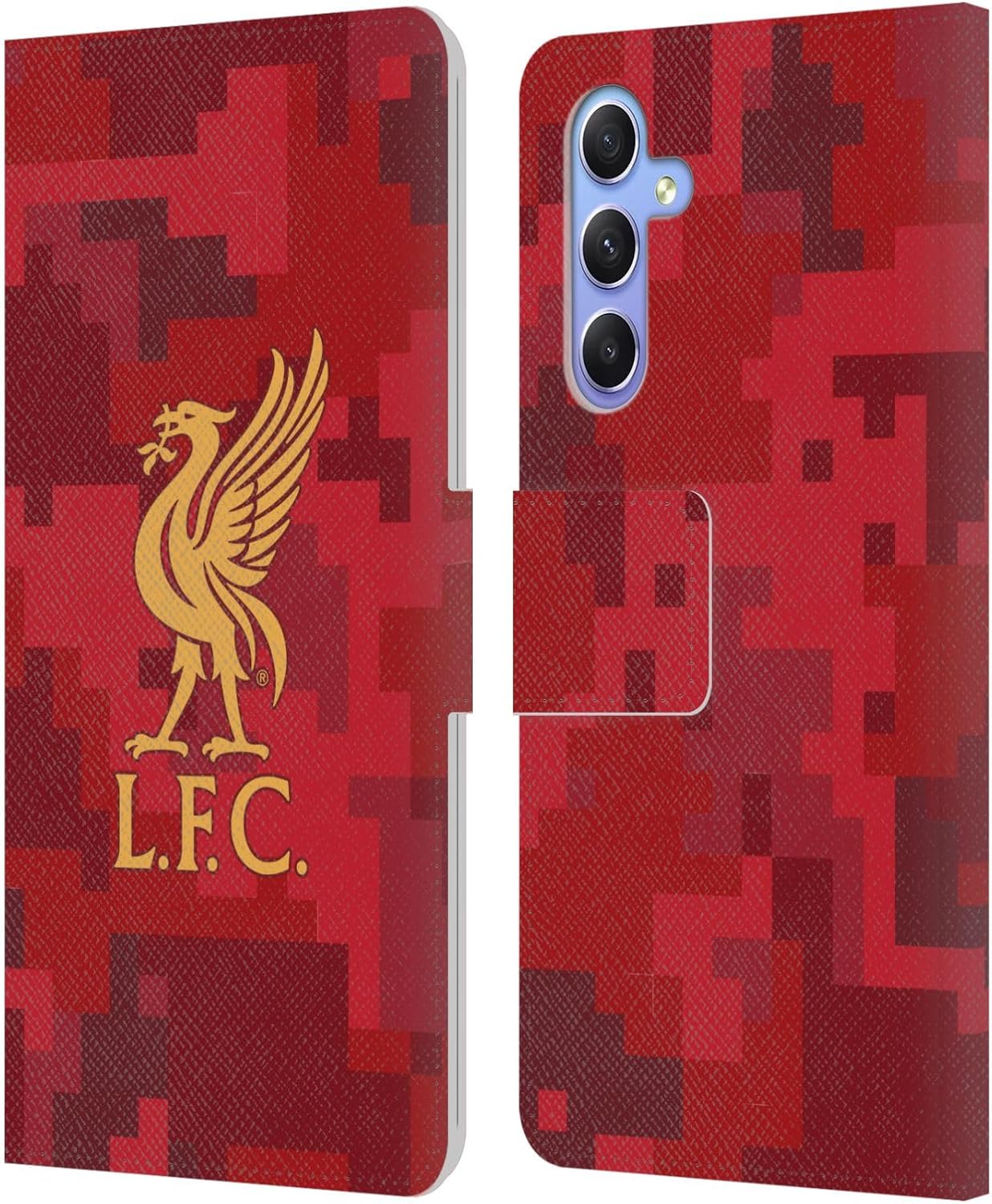 Head Case Designs Officially Licensed Liverpool Football Club Home Red Digital Camouflage Leather Wallet Case Compatible with Samsung Galaxy A34 5G