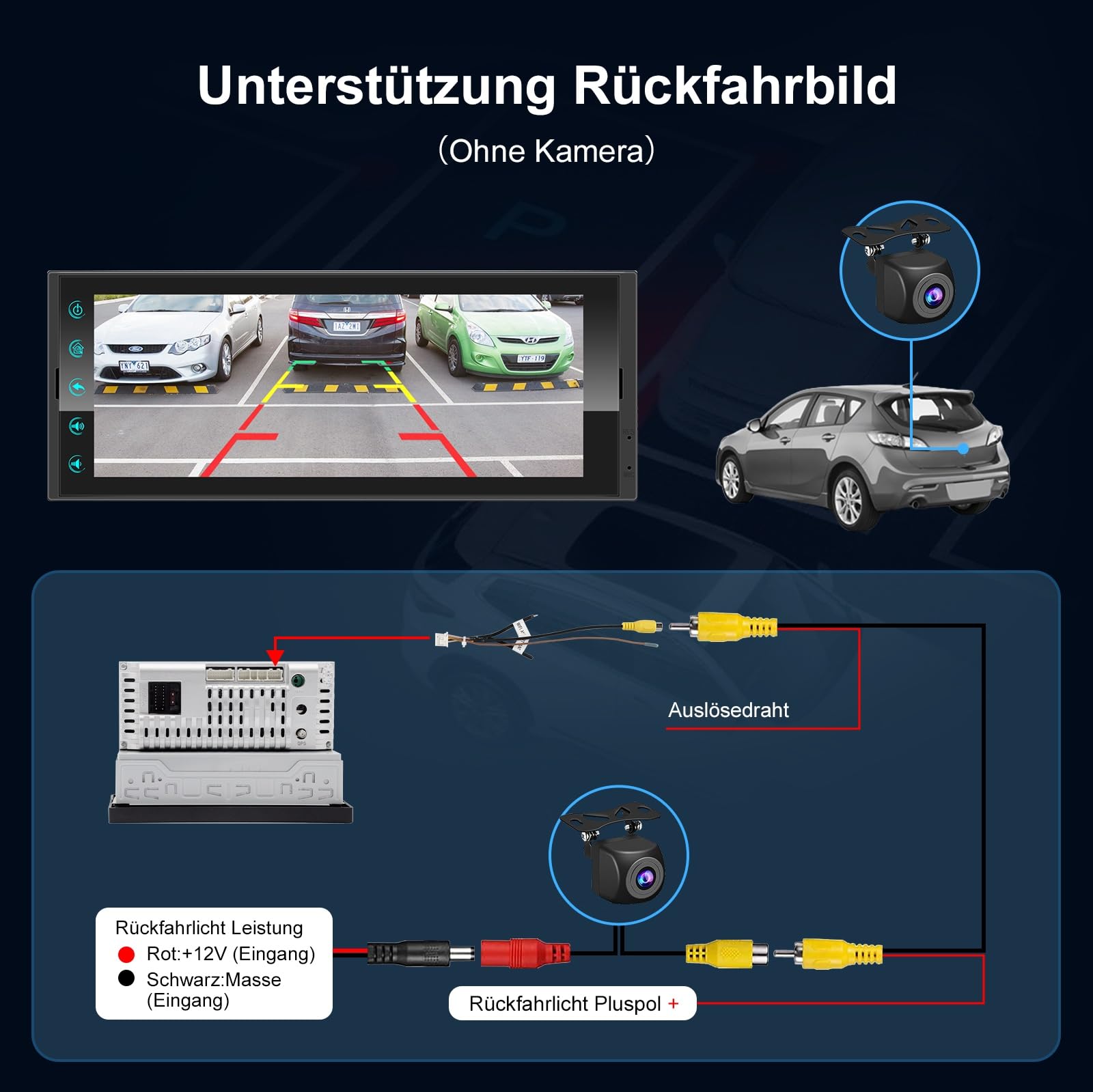 Android Autoradio 1Din mit Bildschirm,Wireless CarPlay & Android Auto Radio Touch Display mit Bluetooth Navi WiFi,FM/AM/RDS Radio