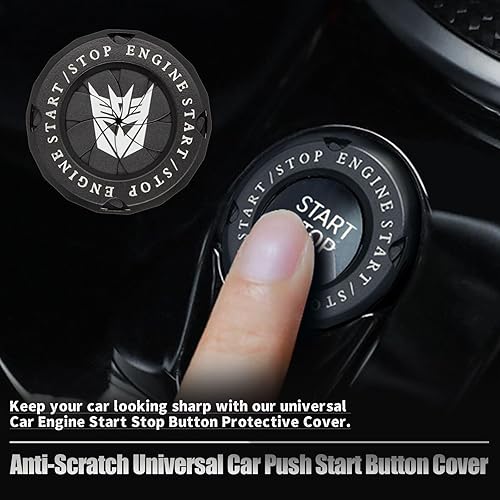 Miniatura 7 de Cubierta de botón de arranque giratorio para el motor de coche, cubierta de botón de parada antiarañazos, aleación de zinc universal, color negro,