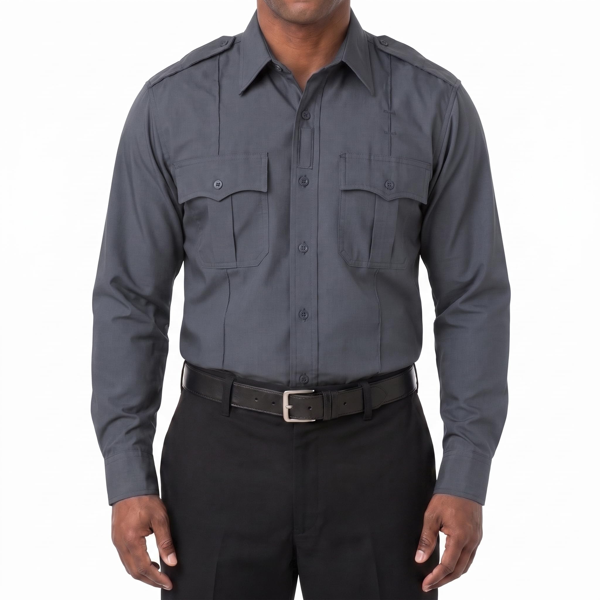 First Class 100% Polyester Short &amp; Long Sleeve Zippered Uniform Shirt 4 Pocket Hidden, Law Enforcement BDU Zipper Closure.