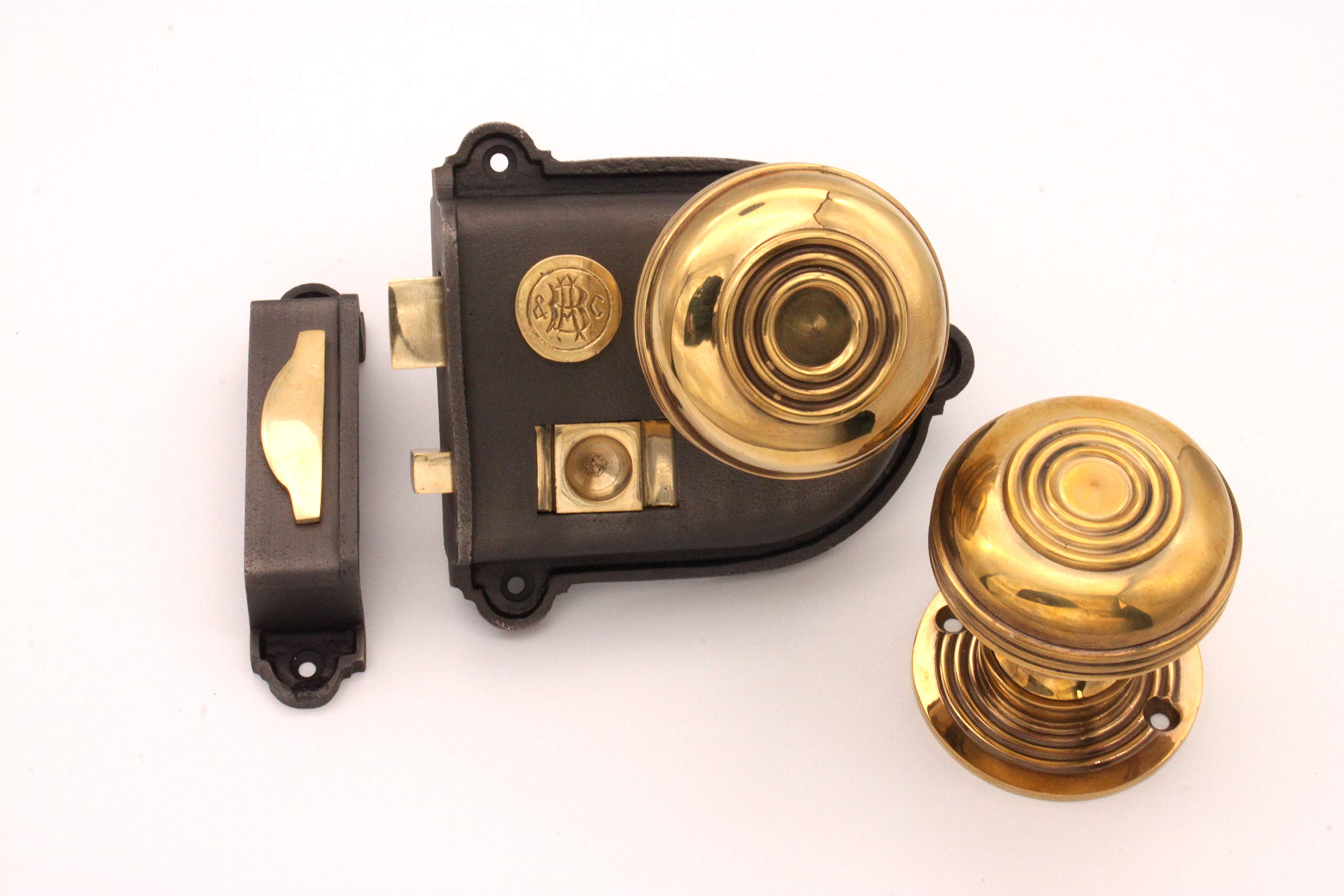 Cromwell - Set di maniglie per porta con serratura per vasca da bagno, camera da letto, in ottone, con serratura a cerchio e pomello Bloxwich da 60 mm