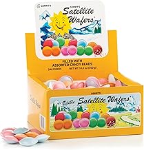 Gerrit's Satellite Wafers Candy - Pack of 240 - Filled with Assorted Beads - Light, Crispy, and Nostalgic Flying Saucer Candy Wafers