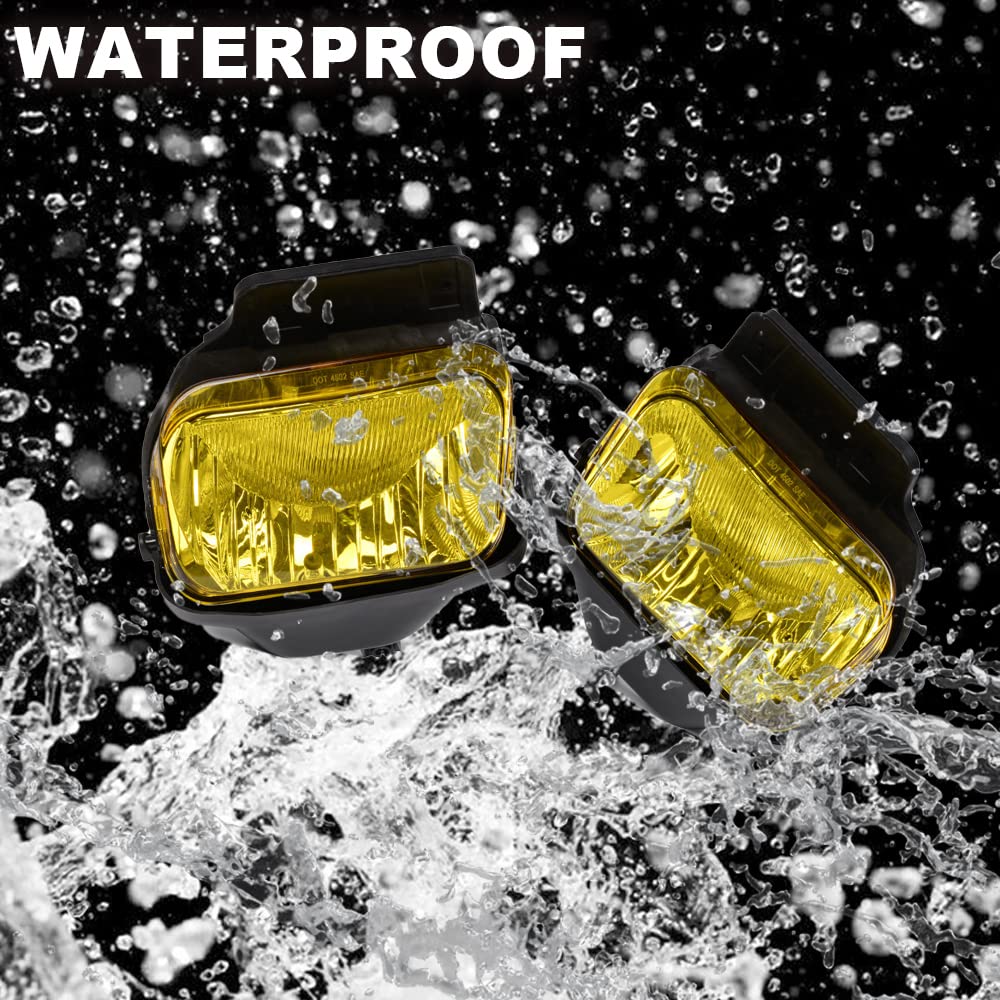 G-PLUS Fog Lights Compatible with Chevy Silverado 2003-2006 /Avalanche 1500 2500 2002-2006 Yellow Bumper Driving Lamps Left+Right Replacement Pair Come w/Bulbs