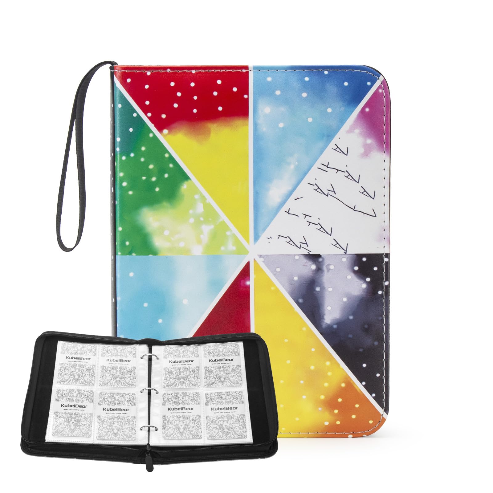 Card Binder – 400 Capacity, Zippered Trading Card Holder for MTG, Sports &amp; Collectible Cards – Acid-Free, Durable &amp; Travel-Friendly Storage (Colorful Patchwork, 4 Pocket)