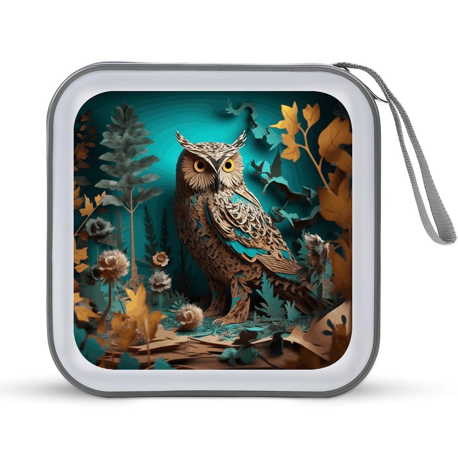 VstaDank Owl 40 Capacity DVD Case with Zipper Disc, Portable CD Storage Organizer, Hard Plastic Storage, DVD Organizer for Home, Car Travel