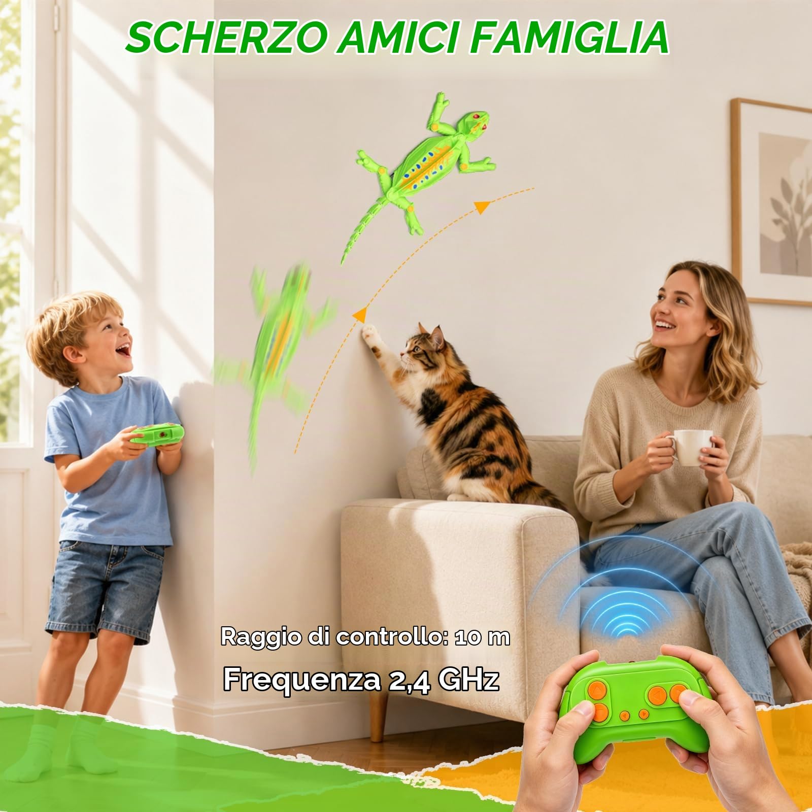 Geco Telecomandato, Lucertola Telecomandata con Ricaricabile con Cavetto USB, Movimenti Realistici, Direzione Regolabile, Regali Giocattoli interattiviper para Bambini 4 5 6 7 8+ Anni