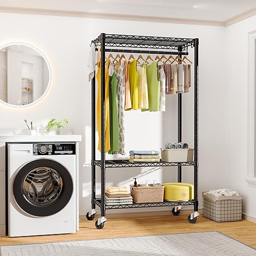 Miniatura 5 de P3 - Perchero resistente con ruedas para colgar ropa, sistema organizador de armario independiente 39.4 pulgadas de ancho x 14 pulgadas de