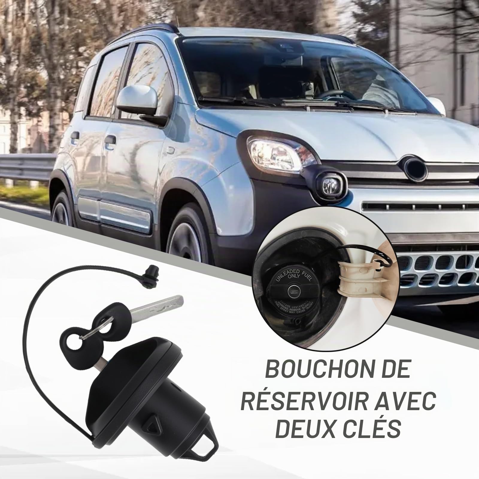 71802520 Bouchon de réservoir avec deux clés, remplacement pour Fiat Panda 169, remplacement pour Fiat 500, remplacement pour Fiat Grande Punto