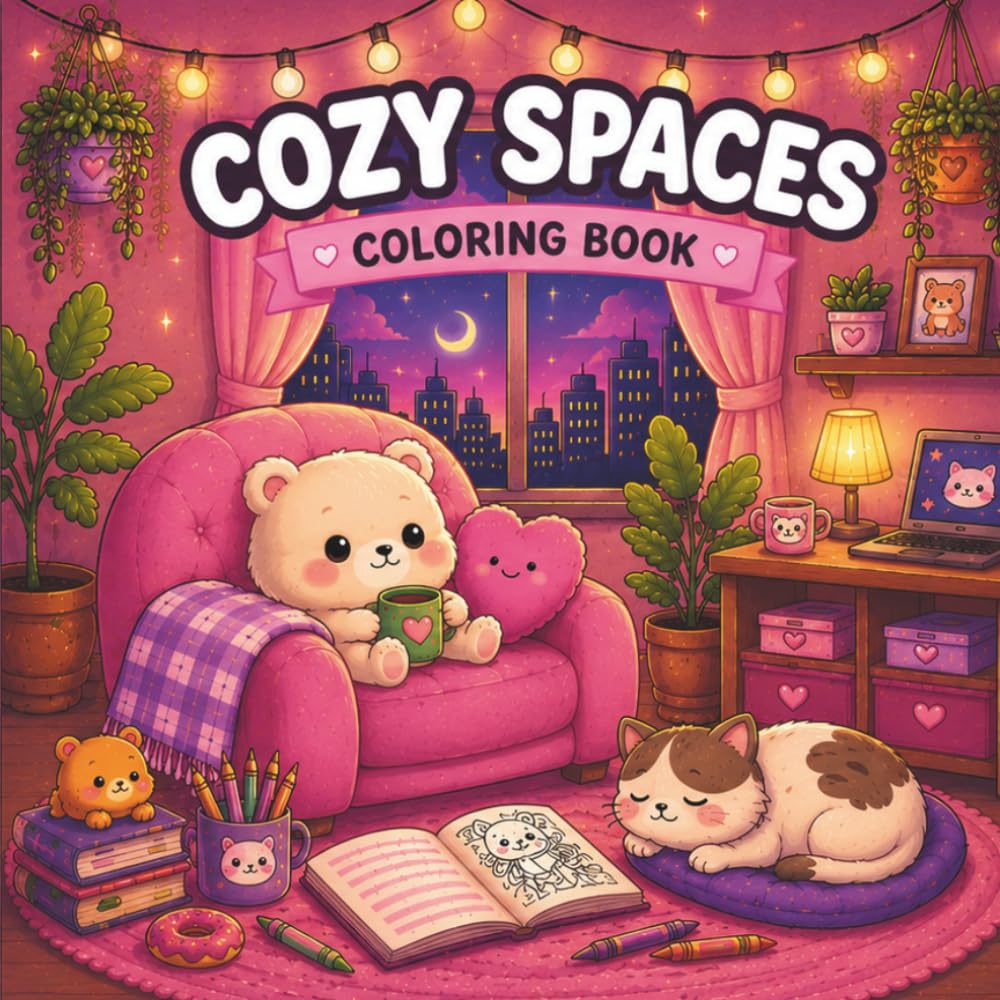 Cozy Spaces Coloring Book: Cute Kawaii Rooms & Dreamy Cozy Corners to Color