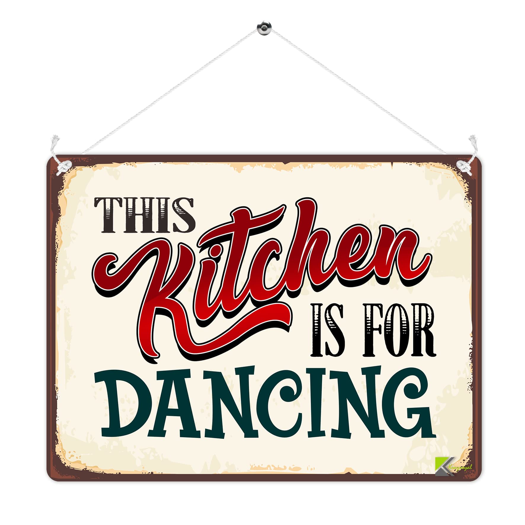 Kruzroyal This Kitchen is for Dancing Metal Wall Sign, Retro Vintage Kitchen Decor Plaque Gift, Humorous Tin Sign for Dining Room or Cafe, 20x15cm