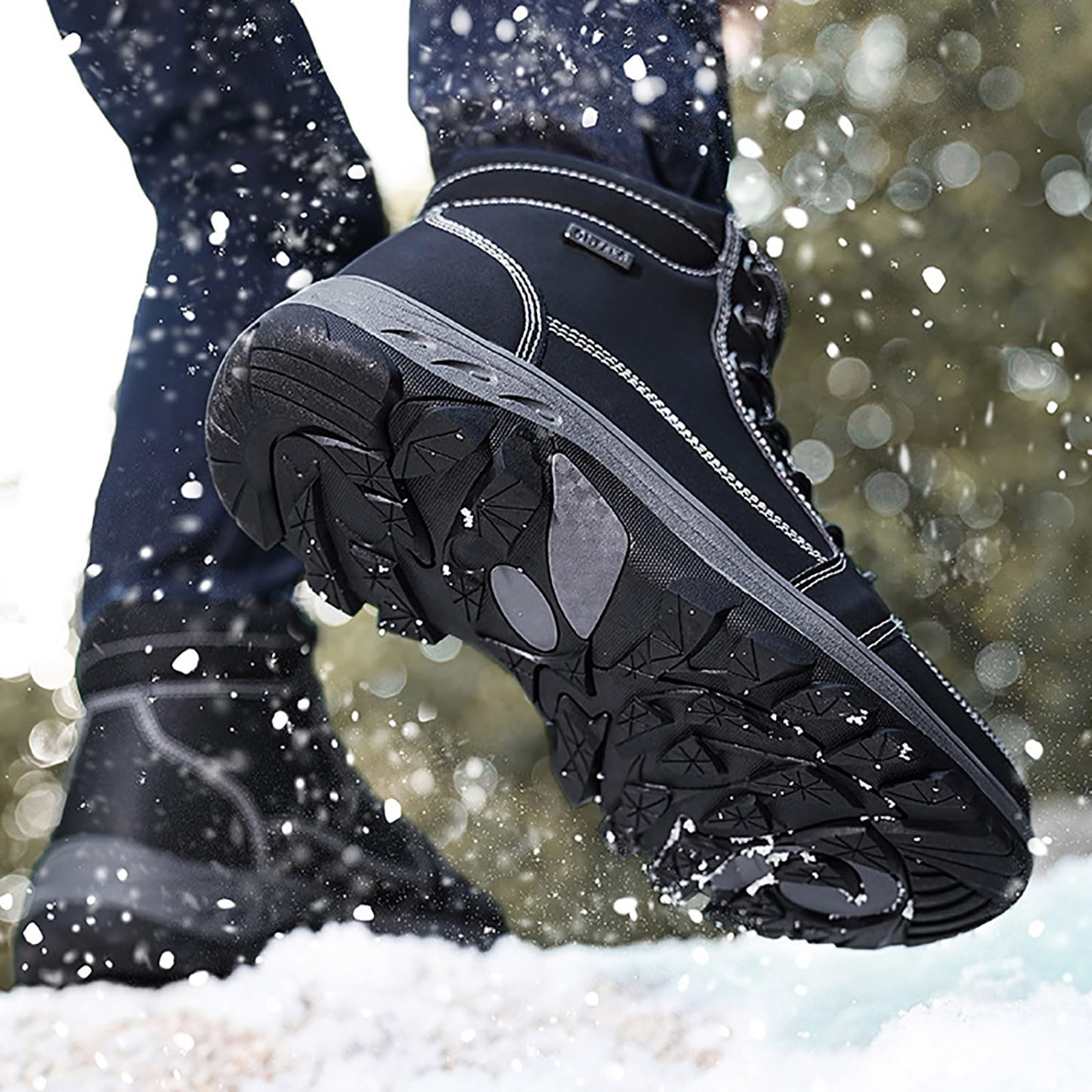 Generisch Bottes de neige d'hiver pour homme avec semelle antidérapante, design anti-collision, couche intérieure en peluche douce, bottes de randonnée thermiques pour temps froid