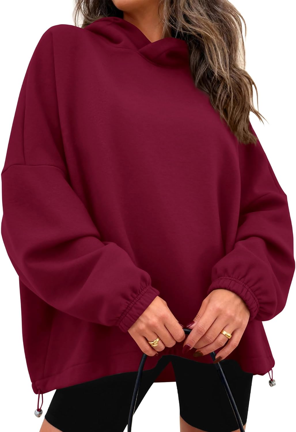 KIRUNDO Hoodies For Women 2025 Fall Fashion Hooded Oversized Sweatshirt Long Sleeve Fleece Pullover Trendy Winter Clothes