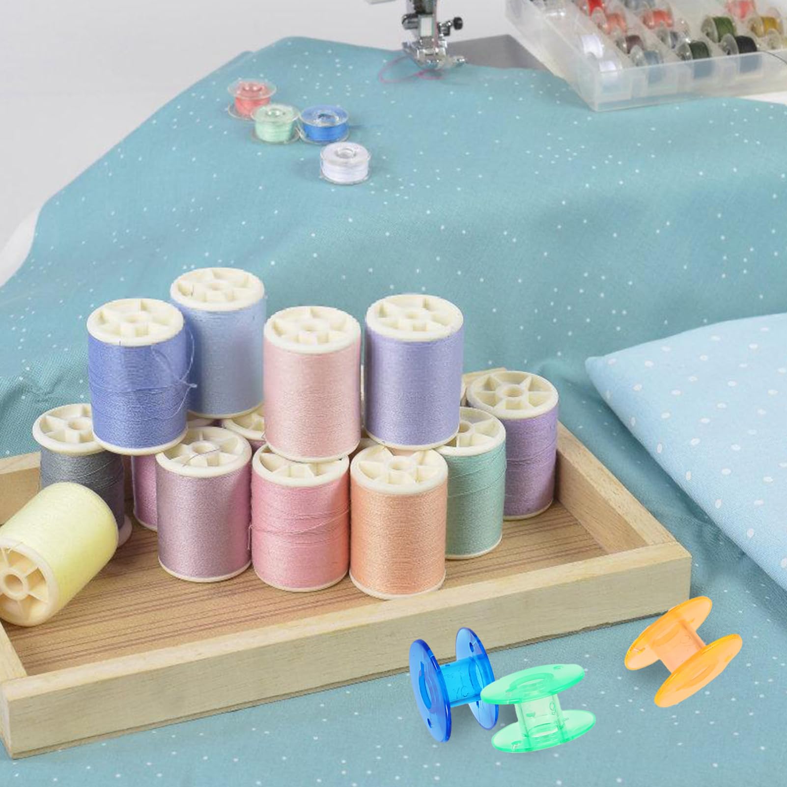 Lurrose 5 Set Scatola per riporre la bobina della macchina da cucire display lucido perni più caldo ab per amiche accessori cucito custodie per bobine custodia della bobina plastica