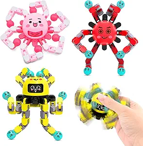 Transformable Fidget Spinner Toys for Kids and Adults,3 PCS Finger Sensory Toy for Teens with Autism ADHD Anxiety Relief,Birthdays Gifts Party Favors for Boys Girl Travel Stocking Stuffers