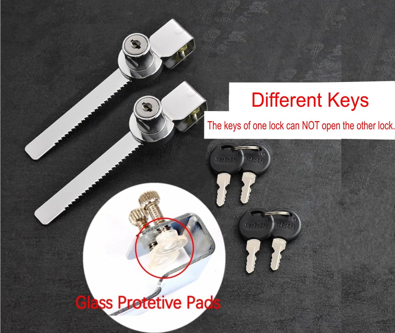 Serratura Scorrevole Per Vetro Con Chiave - Sicura Per Terrari, Vetrine E Armadi