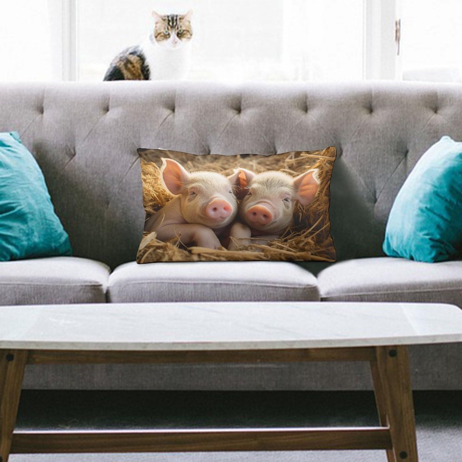NTVOWPZO Decoration Throw Pillow Covers 8"x12" Pillowcases Covers Pigs Soft Pillowcases Modern Farmhouse Home Decor Sofa Cushions Covers for Couch Bed Living Room