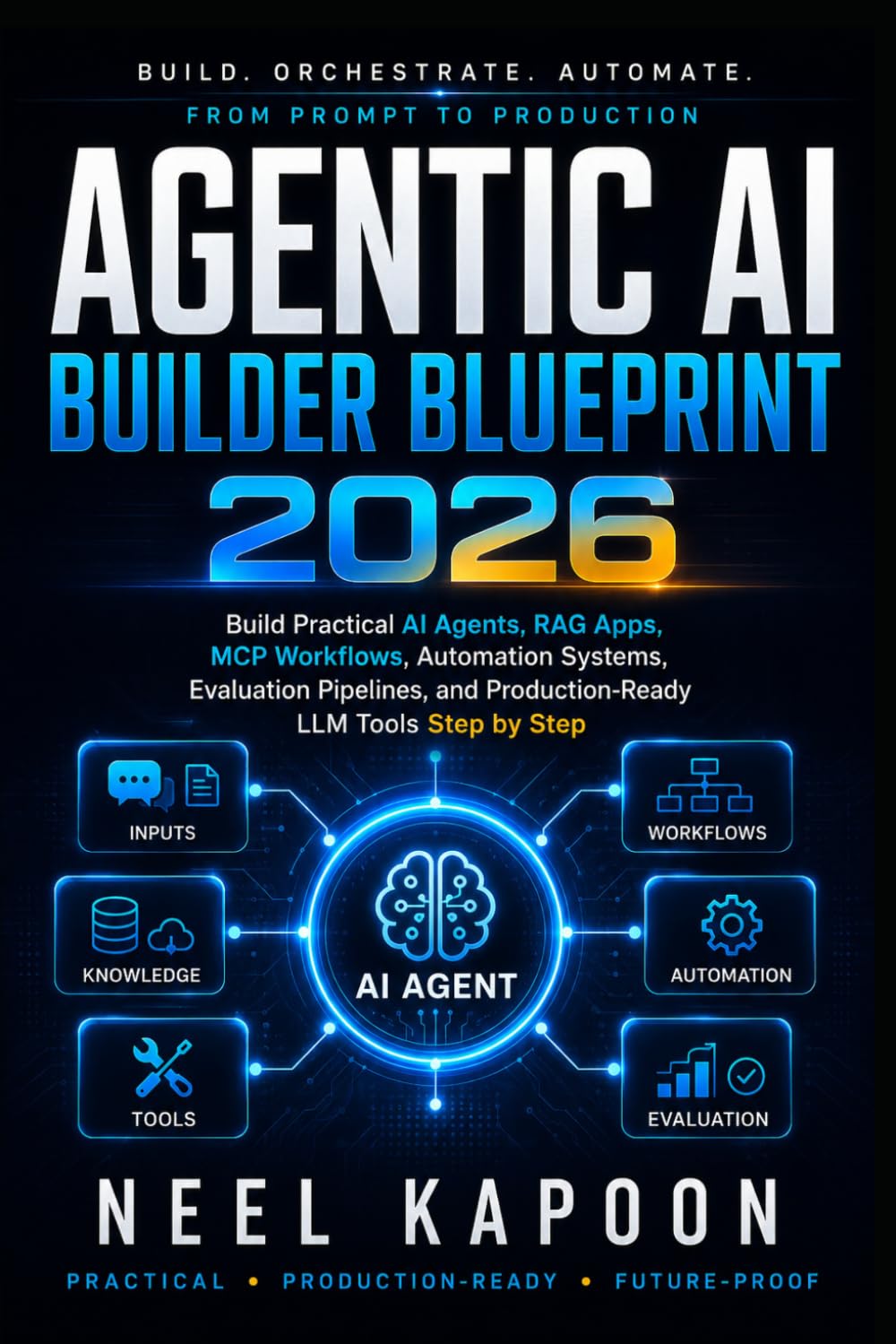 Agentic AI Builder Blueprint 2026: Build Practical AI Agents, RAG Apps, MCP Workflows, Automation Systems, Evaluation Pipelines, and Production-Ready LLM Tools Step by Step